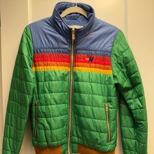 Aviator Nation Women Colorblock Pattern Retro Bomber Jacket -Size Small